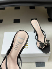 DIOR 26S HIGH HEEL SANDALS 100 MM IN BLACK CALFSKIN