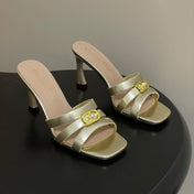 DIOR 26S HIGH HEEL SANDALS 80 MM IN GOLD CALFSKIN