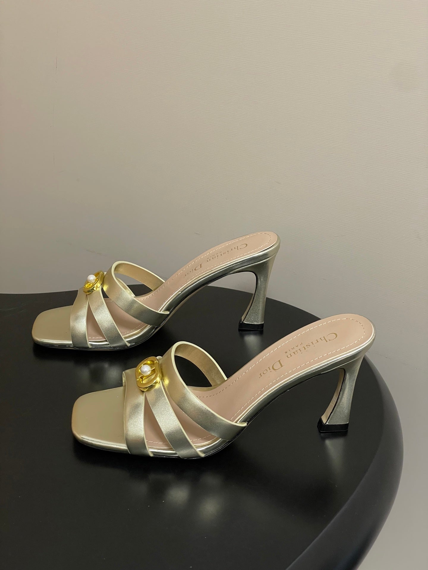 DIOR 26S HIGH HEEL SANDALS 80 MM IN GOLD CALFSKIN
