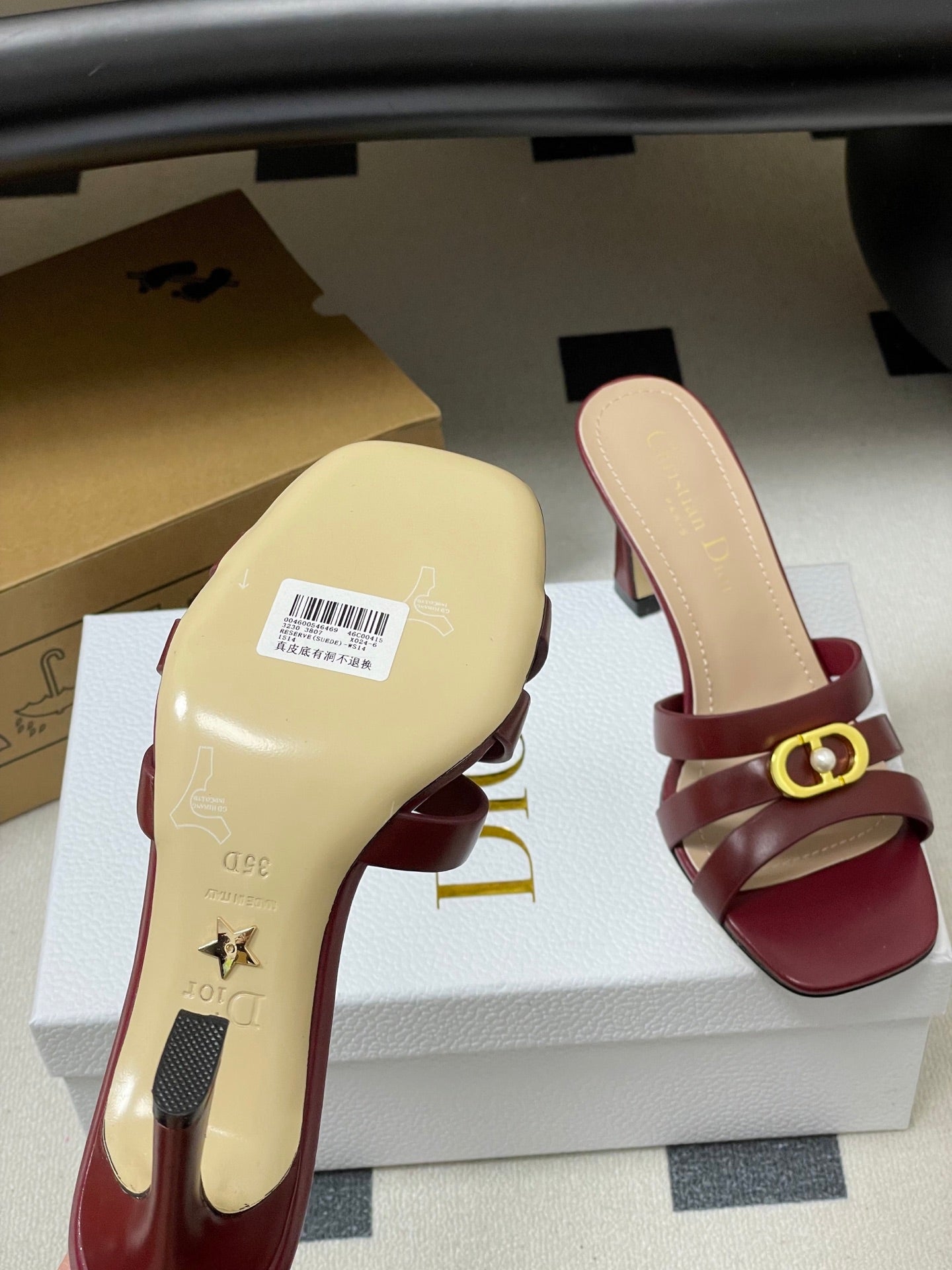DIOR 26S HIGH HEEL SANDALS 80 MM IN DARK RED CALFSKIN