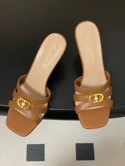 DIOR 26S HIGH HEEL SANDALS 80 MM IN BROWN CALFSKIN