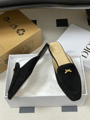 DIOR 26S MULES IN BLACK SUEDE WITH BOW