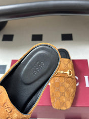 GUCCI 26S HORSEBIT LOAFER MULES IN MEDIUM BROWN SUEDE