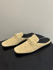 GUCCI 26S HORSEBIT LOAFER MULES IN BEIGE SUEDE