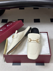 GUCCI 26S HORSEBIT LOAFER MULES IN WHITE CALFSKIN