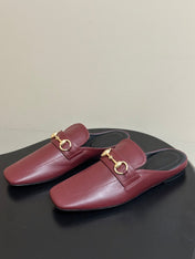 GUCCI 26S HORSEBIT LOAFER MULES IN RED CALFSKIN