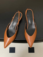 HM 26S NICOLE SLINGBACK 40MM IN CARAMEL BROWN CALFSKIN SILVER HARDWARE