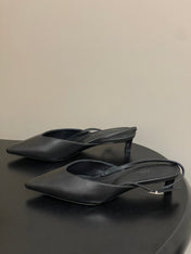 HM 26S NICOLE SLINGBACK 40MM IN BLACK CALFSKIN SILVER HARDWARE