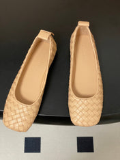 BOTTEGA VENETA 26S BALLET FLATS IN BEIGE WOVEN LAMBSKIN