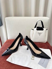 DIOR TRIBALES HIGH HEELS 80 MM 25S IN BLACK GLOSSY LEATHER