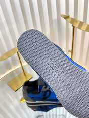 LOEWE 26S RUNNER 2.0 SNEAKERS IN GREY SUEDE AND DARK BLUE FABRIC