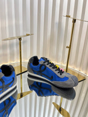LOEWE 26S RUNNER 2.0 SNEAKERS IN GREY SUEDE AND DARK BLUE FABRIC