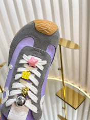 LOEWE 26S RUNNER 2.0 SNEAKERS IN DARK GREY SUEDE AND PURPLE FABRIC