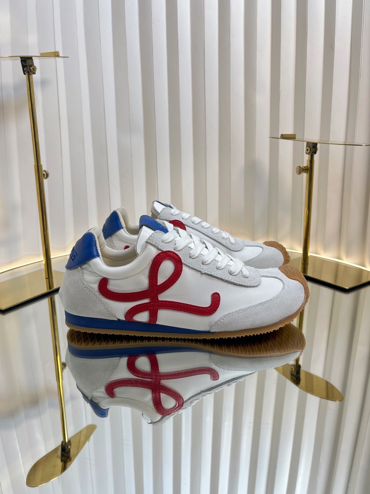 LOEWE 26S RUNNER 2.0 SNEAKERS IN WHITE FABRIC AND SUEDE STYLE 1