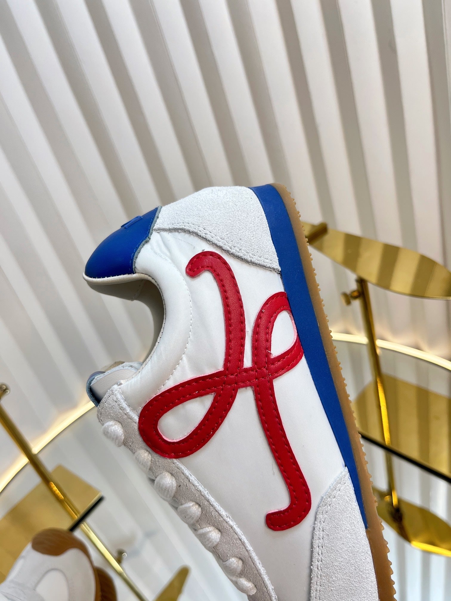 LOEWE 26S RUNNER 2.0 SNEAKERS IN WHITE FABRIC AND SUEDE STYLE 1