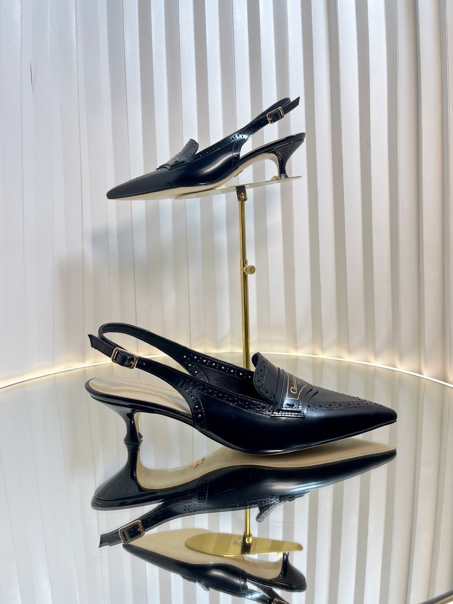 BOY SLINGBACK PUMP 35MM 25S IN BLACK CALFSKIN