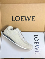 LOEWE 26S RUNNER 2.0 SNEAKERS IN OFF-WHITE CALFSKIN AND SUEDE