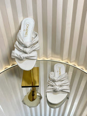 THREE STRAPS MULE IN WHITE CALFSKIN