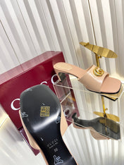 GUCCI 26S HIGH-HEELED SANDALS 45 MM IN NUDE PINK CALFSKIN
