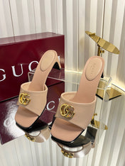 GUCCI 26S HIGH-HEELED SANDALS 45 MM IN NUDE PINK CALFSKIN