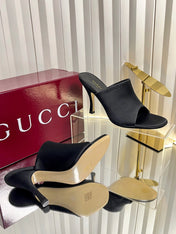 GUCCI 26S HIGH-HEELED SANDALS 100 MM IN BLACK SATIN