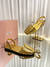 MIUMIU 26S SLINGBACK SANDALS IN GOLD CALFSKIN