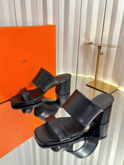 HM 26S MONICA 60 SANDAL IN BLACK CALFSKIN