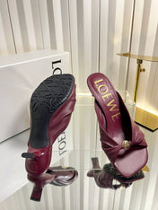 LOEWE 26S HEELED SANDALS 45 MM IN DARK RED CALFSKIN