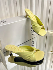 LOEWE 26S HEELED SANDALS 45 MM IN LIGHT YELLOW CALFSKIN