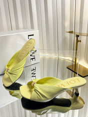 LOEWE 26S HEELED SANDALS 45 MM IN LIGHT YELLOW CALFSKIN