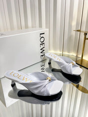 LOEWE 26S HEELED SANDALS 45 MM IN WHITE CALFSKIN