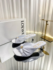 LOEWE 26S HEELED SANDALS 45 MM IN WHITE CALFSKIN