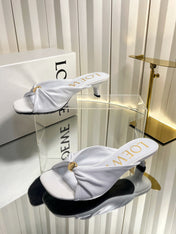 LOEWE 26S HEELED SANDALS 45 MM IN WHITE CALFSKIN