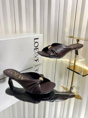 LOEWE 26S HEELED SANDALS 45 MM IN DARK BROWN CALFSKIN