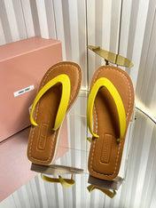 MIUMIU 26S THONG FLAT SANDALS IN YELLOW CALFSKIN