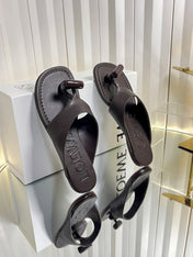 LOEWE 26S THONG SANDALS IN DARK BROWN CALFSKIN