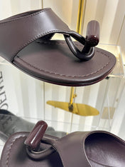 LOEWE 26S THONG SANDALS IN DARK BROWN CALFSKIN