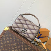 LV 25S GO-14 MM 23 IN BROWN QUILTED LAMBSKIN SILVER HARDWARE
