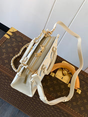 LV 25S ONTHEGO EAST WEST BAG 25 IN WHITE BLUE CALFSKIN MONOGRAM EMPREINTE