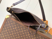 LOOP HOBO 38 IN DARK BROWN MONOGRAM CALFSKIN EMBOSSED LOGO