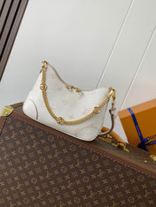 BOULOGNE 29 IN WHITE AND PINK MONOGRAM EMPREINTE CANVAS GOLD HARDWARE