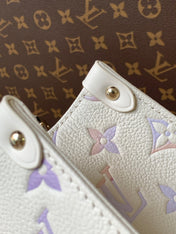 LV 25S ONTHEGO PM BAG 25 IN BEIGE DREAM EMBOSSED TEXTURED CALFSKIN