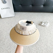 CHANEL 26S RUFFLED POLKA DOT STRIP VISOR HAT 336143
