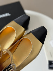 MARY JANE GOLDEN MIX BLACK CALFSKIN