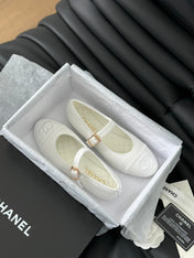 MARY JANE SHOES WHITE CORDUROY TWILL FABRIC