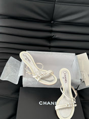 PEARL SANDAL IN WHITE LAMBSKIN 35 MM