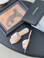 SLIPPER IN PEACH PINK CALFSKIN MIX WOOL