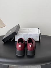CHANEL 26S LACE UP PLATFORM IN BLACK AND RED CALFSKIN