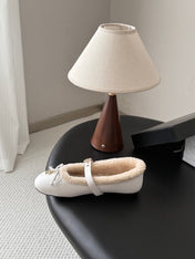 CHANEL 26S MARY JANE FLATS IN WHITE LAMBSKIN AND SHEARLING