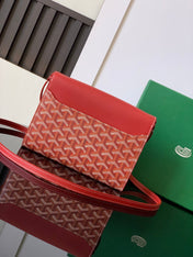 CHYPRE WALLET-POUCH 21 IN CLASSIC RED GOYARDINE CANVAS AND CALFSKIN